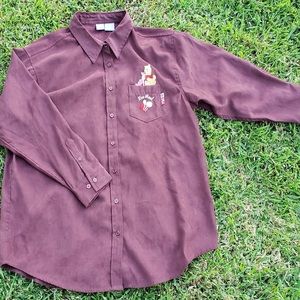 VINTAGE DISNEY POOH BEAR "BEE REAL" BURGUNDY POLO